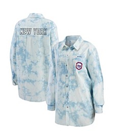 Women's Denim New York Giants Chambray Acid-Washed Long Sleeve Button-Up Shirt