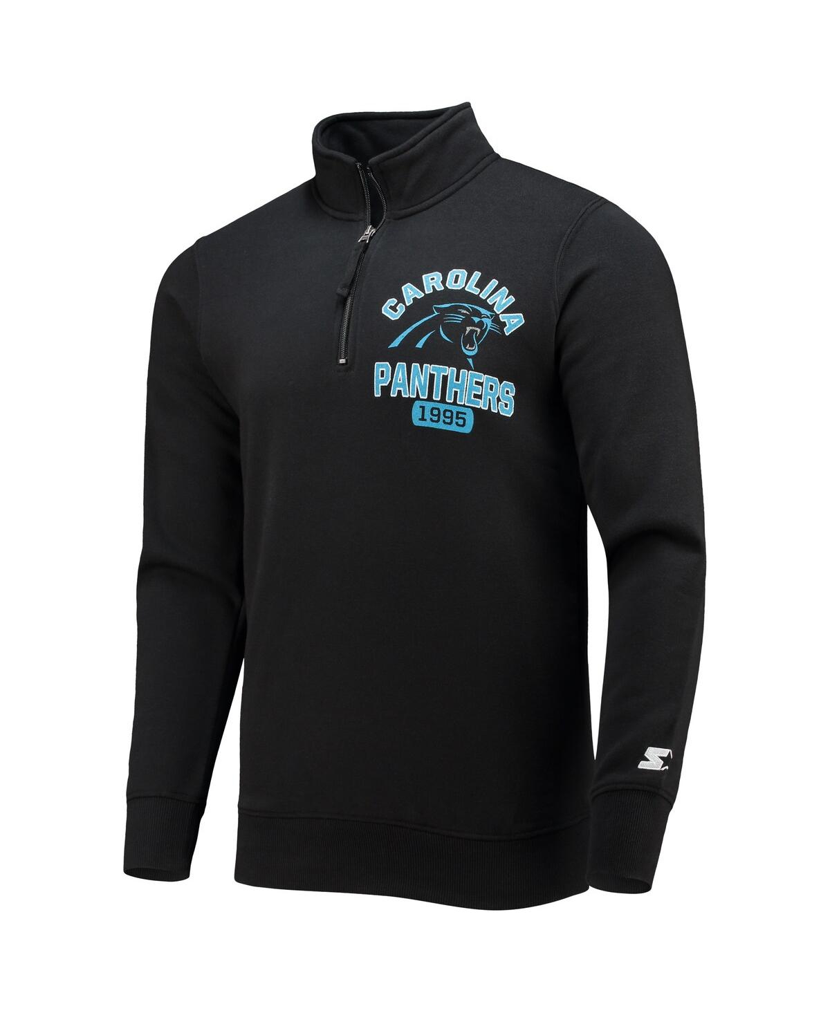 Shop Starter Men's  Black Carolina Panthers Heisman Quarter-zip Jacket