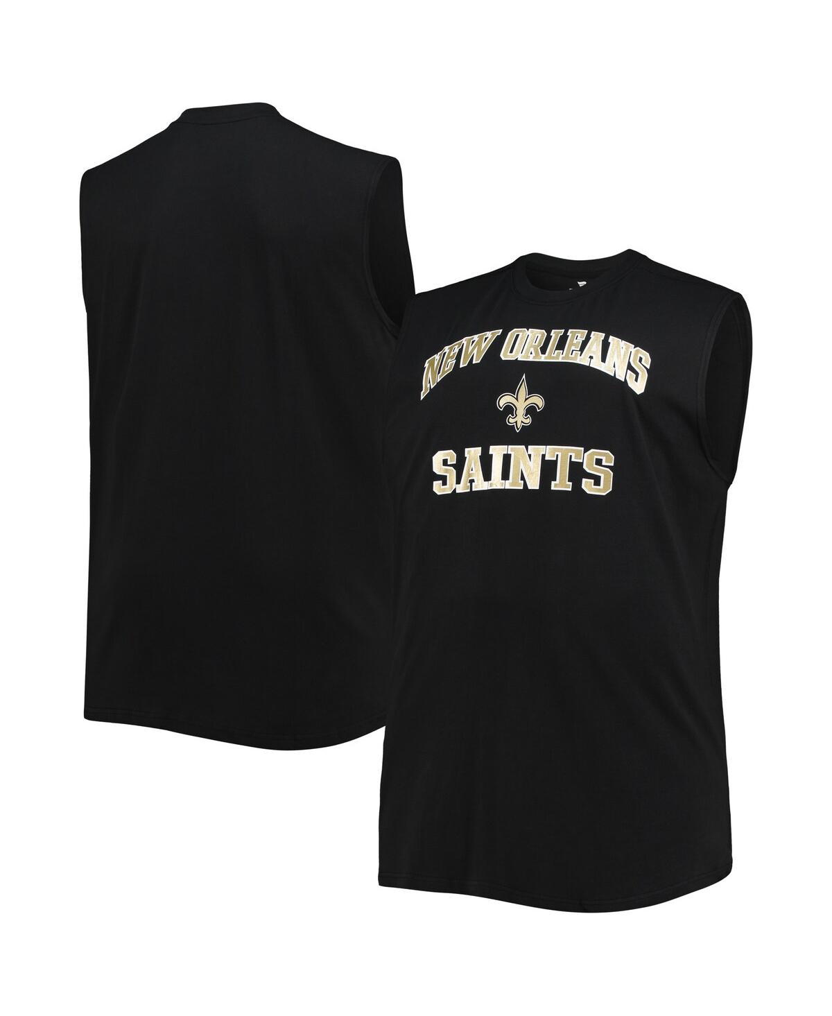 PROFILE MEN'S BLACK NEW ORLEANS SAINTS BIG AND TALL MUSCLE TANK TOP