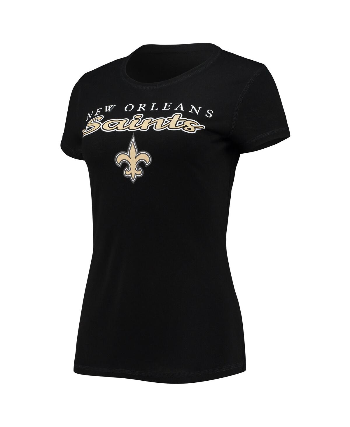 Concepts Sport Women's  Black, Gold New Orleans Saints Logo T-shirt And Pants Set In Black,gold