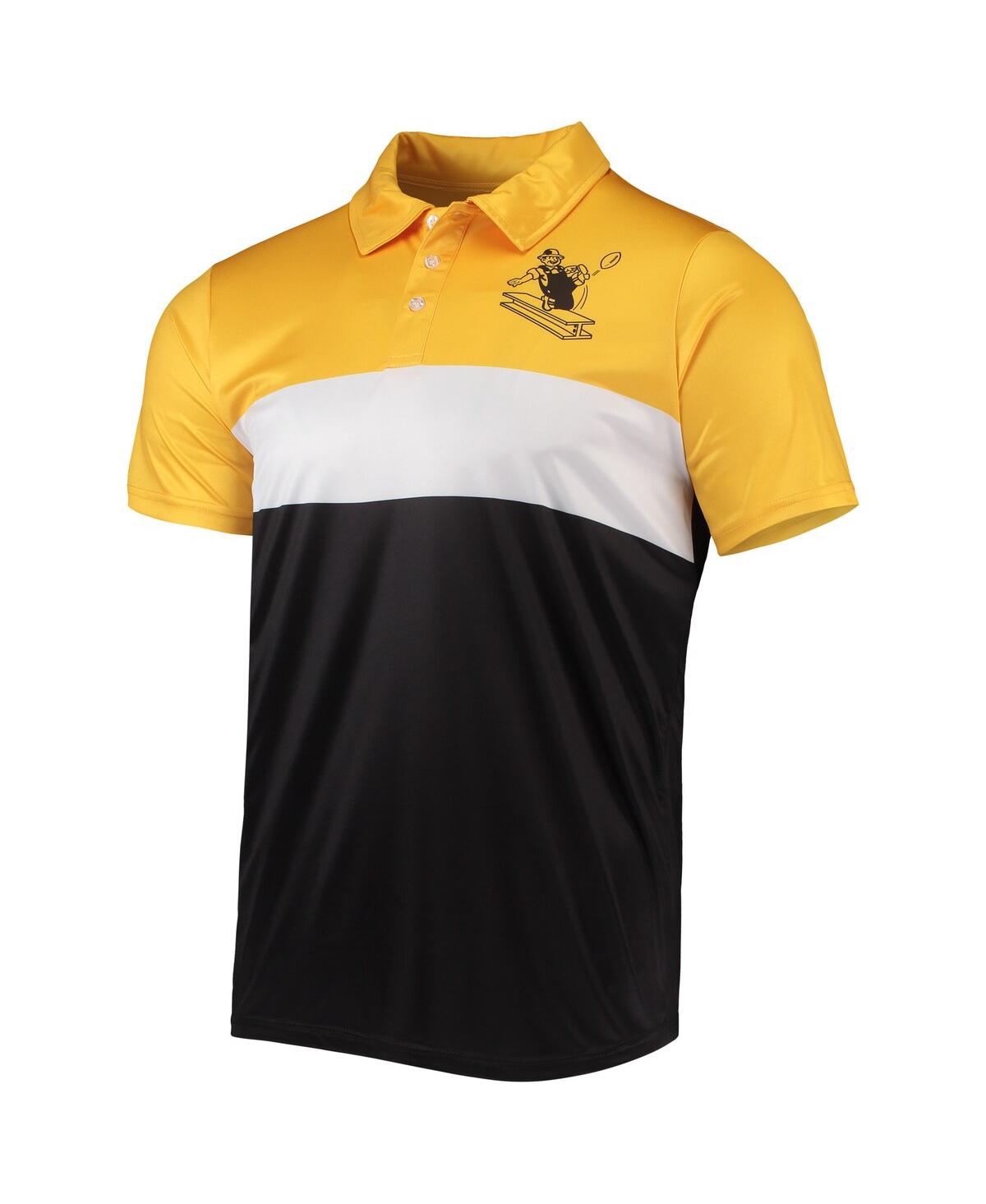 Shop Foco Men's  Gold, Black Pittsburgh Steelers Retro Colorblock Polo Shirt In Gold,black