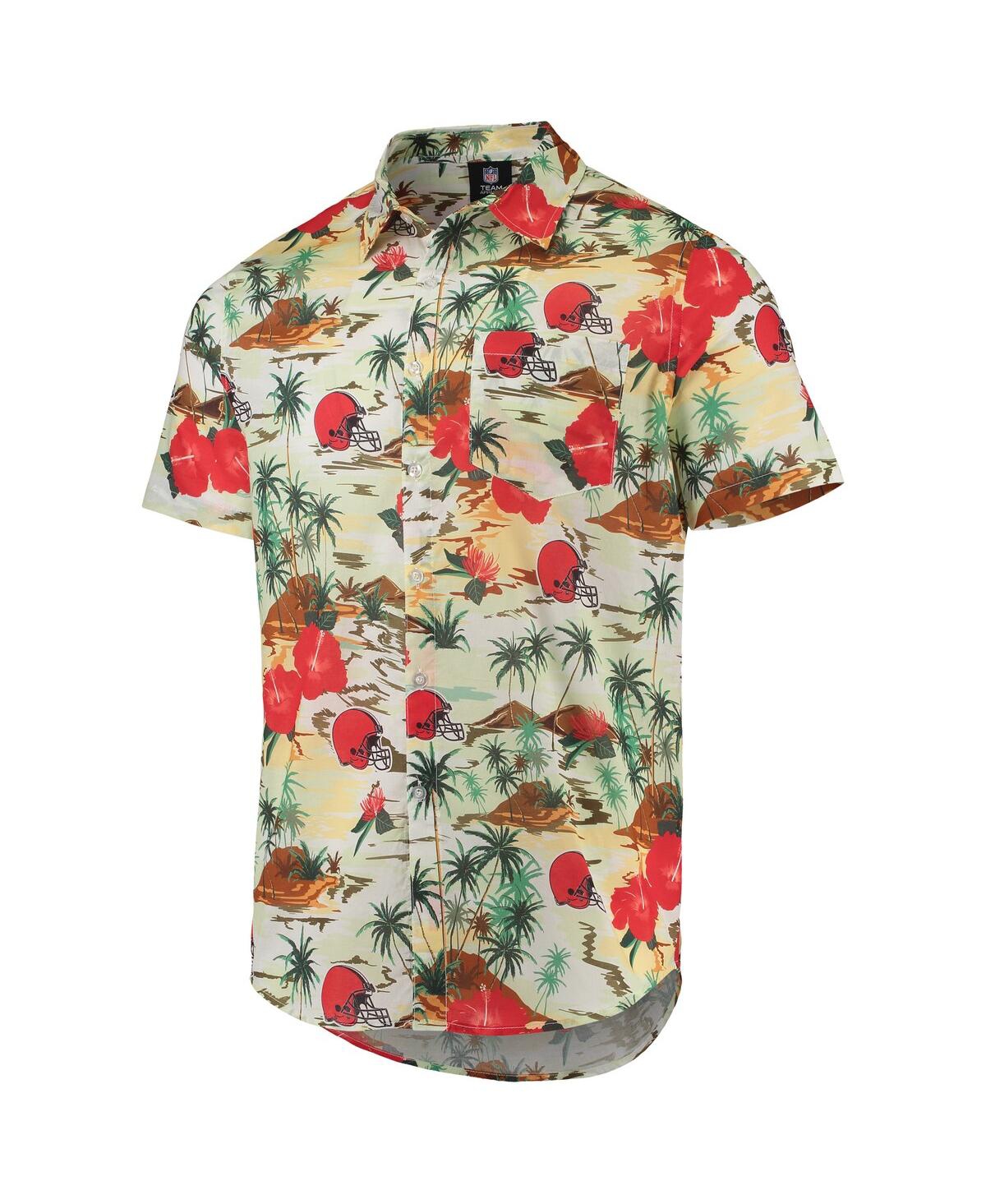 Shop Foco Men's  Cream Cleveland Browns Paradise Floral Button-up Shirt