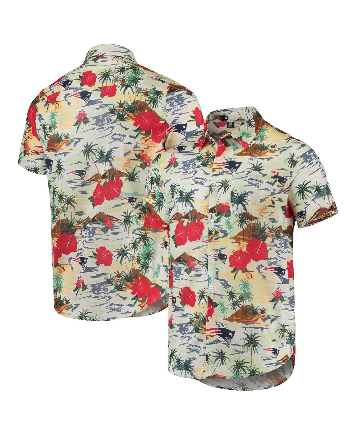 Shop Foco Men's  Cream New England Patriots Paradise Floral Button-up Shirt