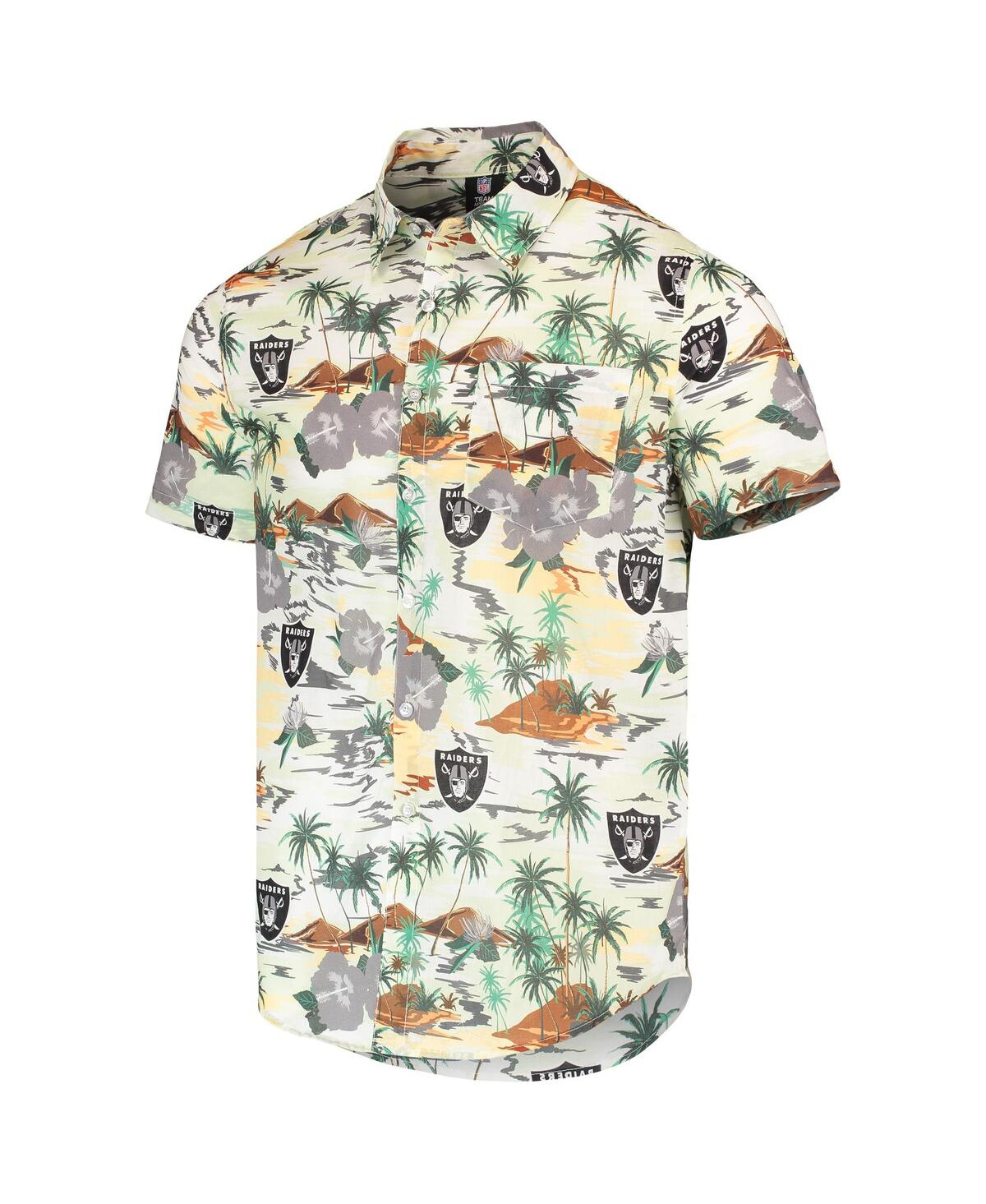 Shop Foco Men's  Cream Las Vegas Raiders Paradise Floral Button-up Shirt