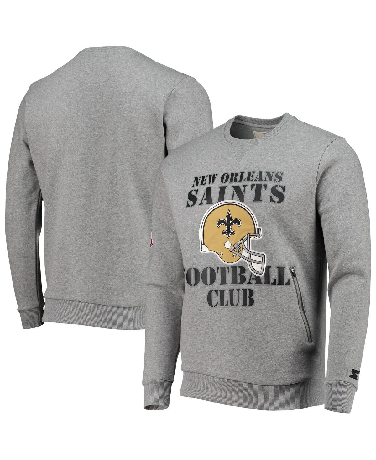 Shop Starter Men's  Gray New Orleans Saints Locker Room Throwback End Zone Pullover Sweatshirt