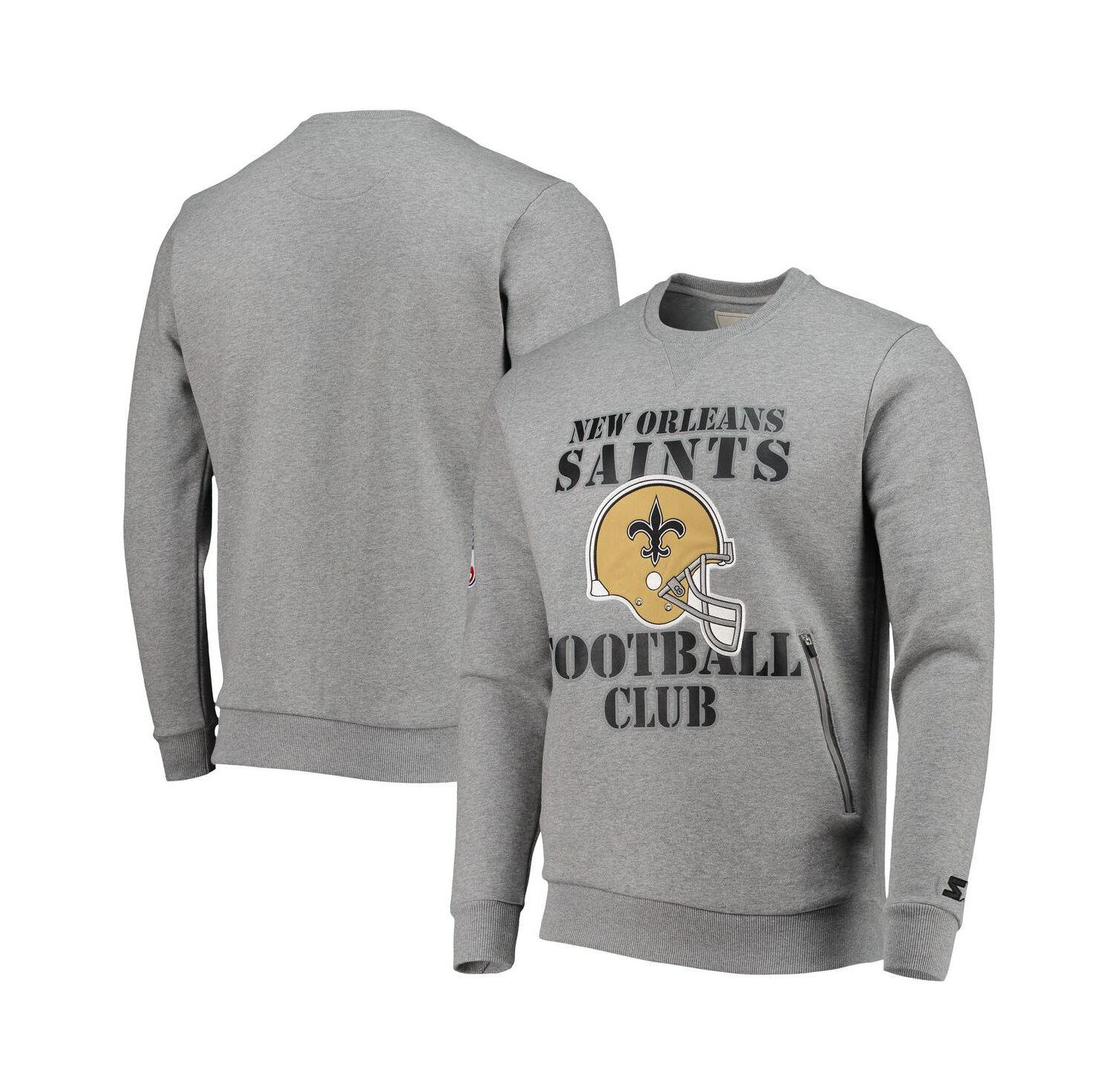 Men's Gray New Orleans Saints Locker Room Throwback End Zone Pullover Sweatshirt