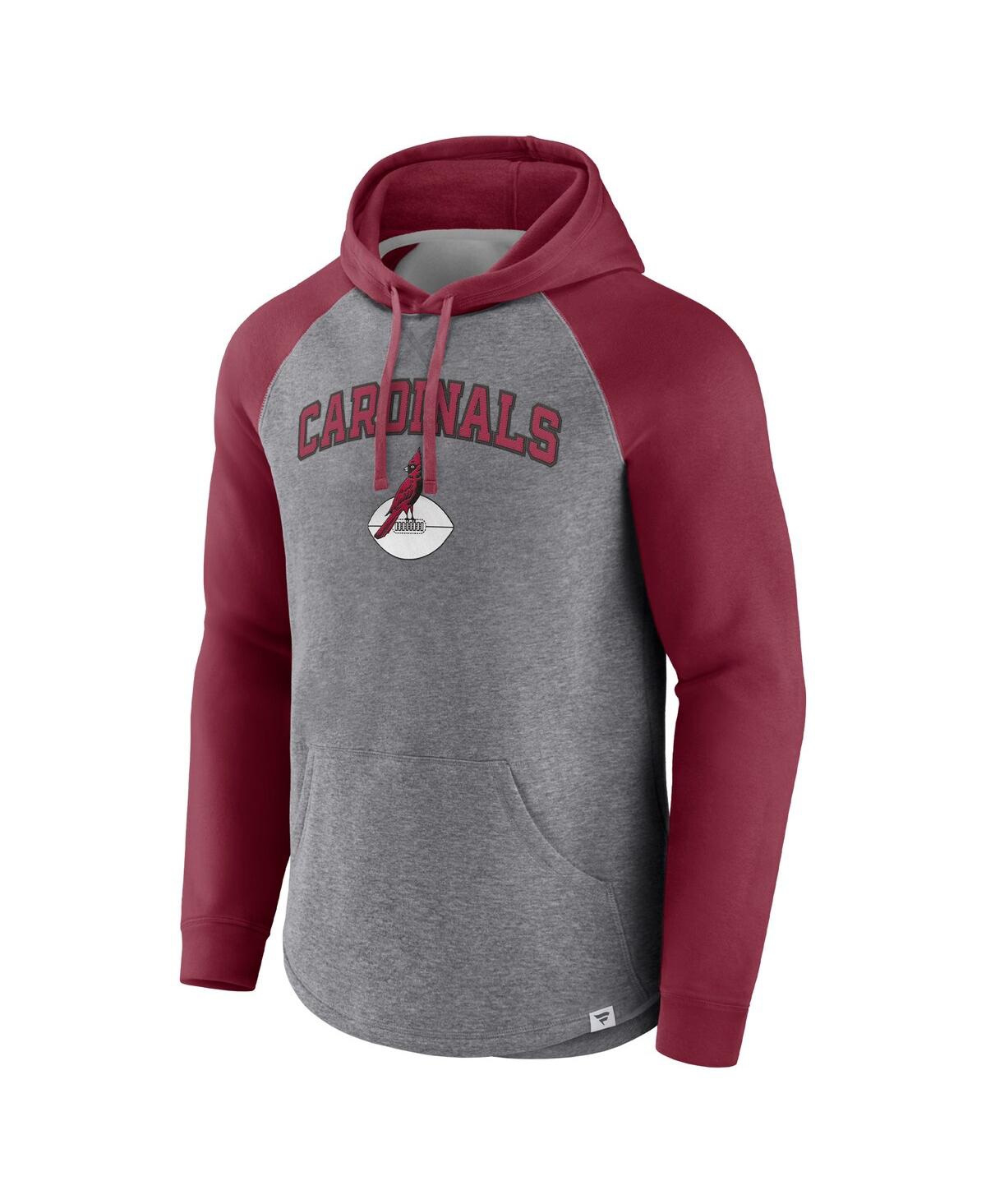 Fanatics Branded Heathered Gray/cardinal Arizona Cardinals By Design Raglan Pullover Hoodie In Heathered Gray,cardinal