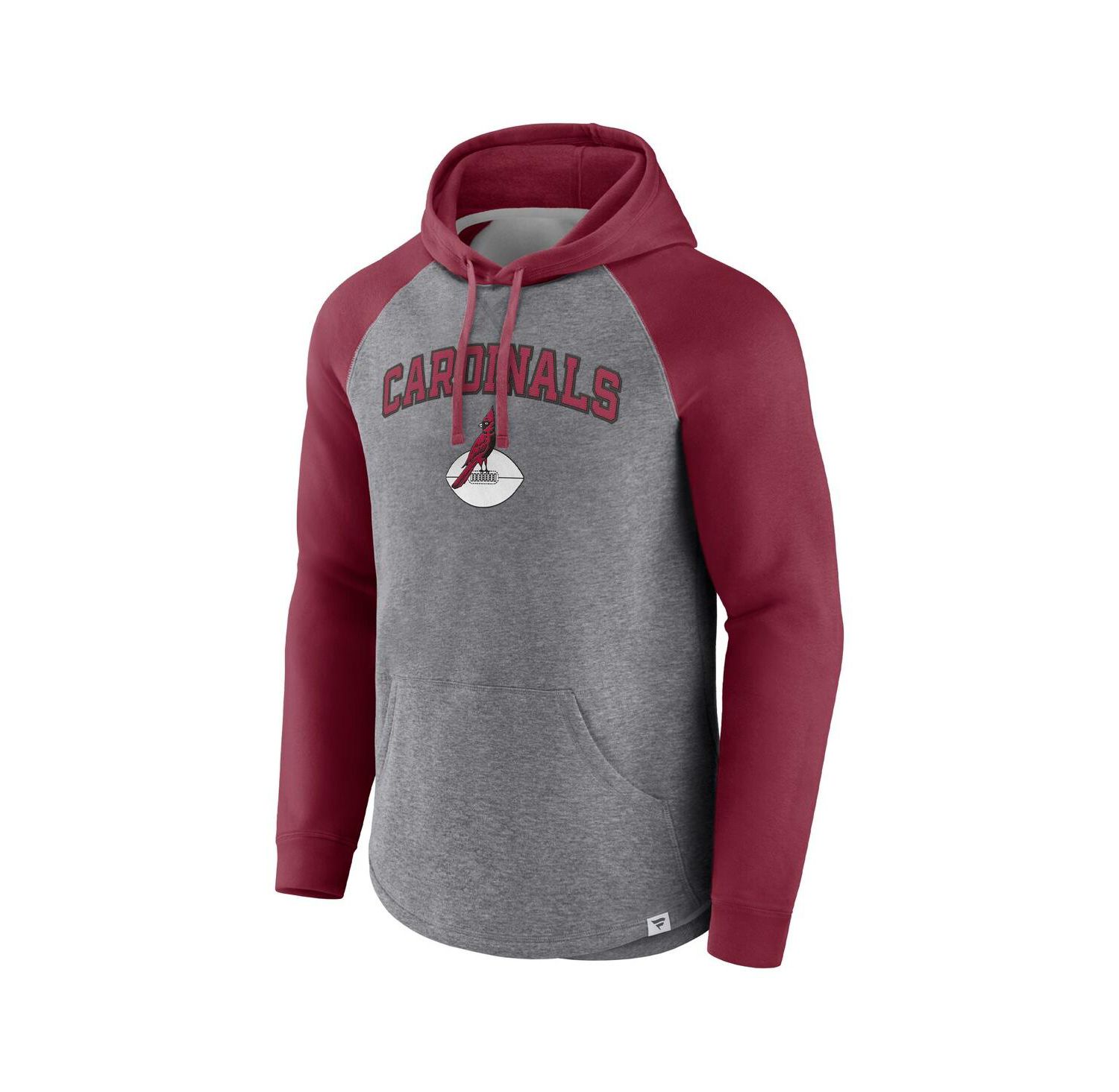 Men's Heathered Gray, Cardinal Arizona Cardinals By Design Raglan Pullover Hoodie