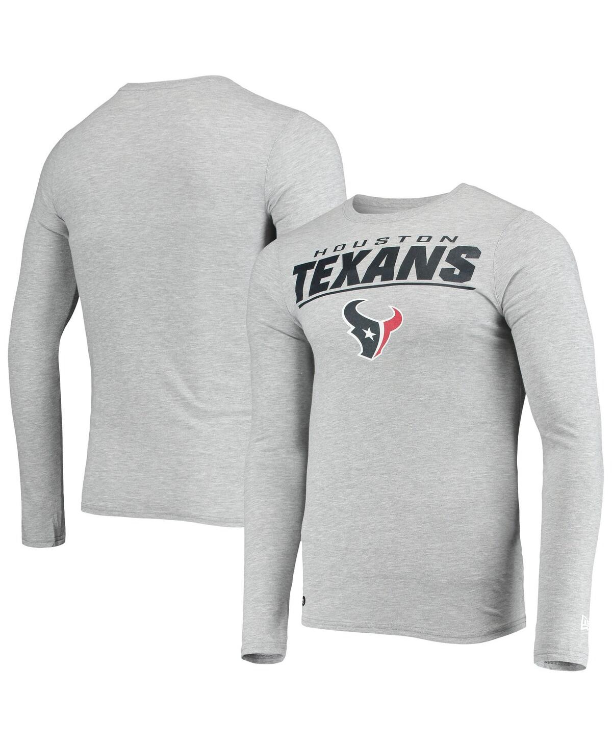 NEW ERA MEN'S NEW ERA HEATHERED GRAY HOUSTON TEXANS COMBINE AUTHENTIC STATED LONG SLEEVE T-SHIRT 