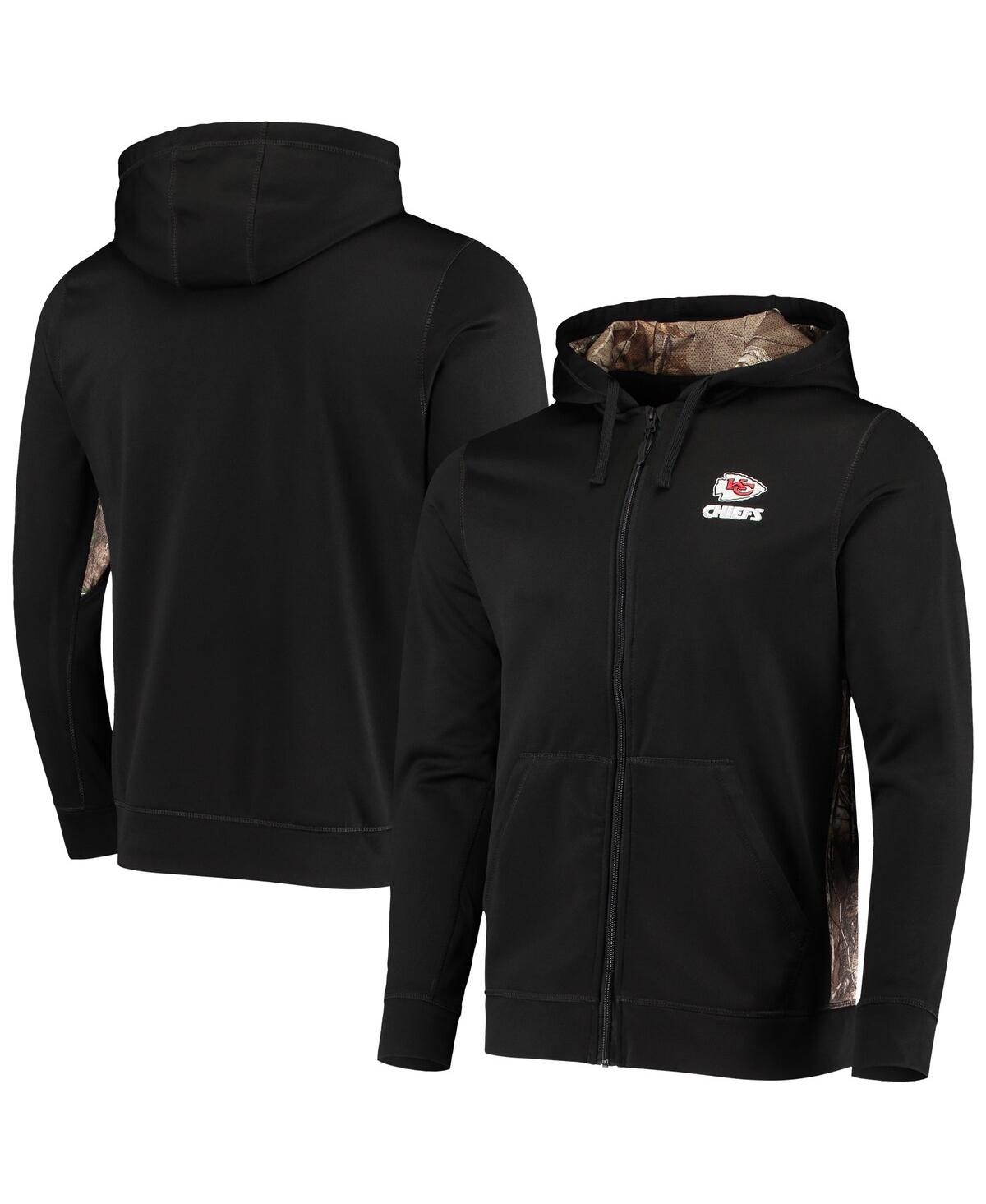 DUNBROOKE MEN'S DUNBROOKE BLACK, REALTREE CAMO KANSAS CITY CHIEFS DECOY TECH FLEECE FULL-ZIP HOODIE