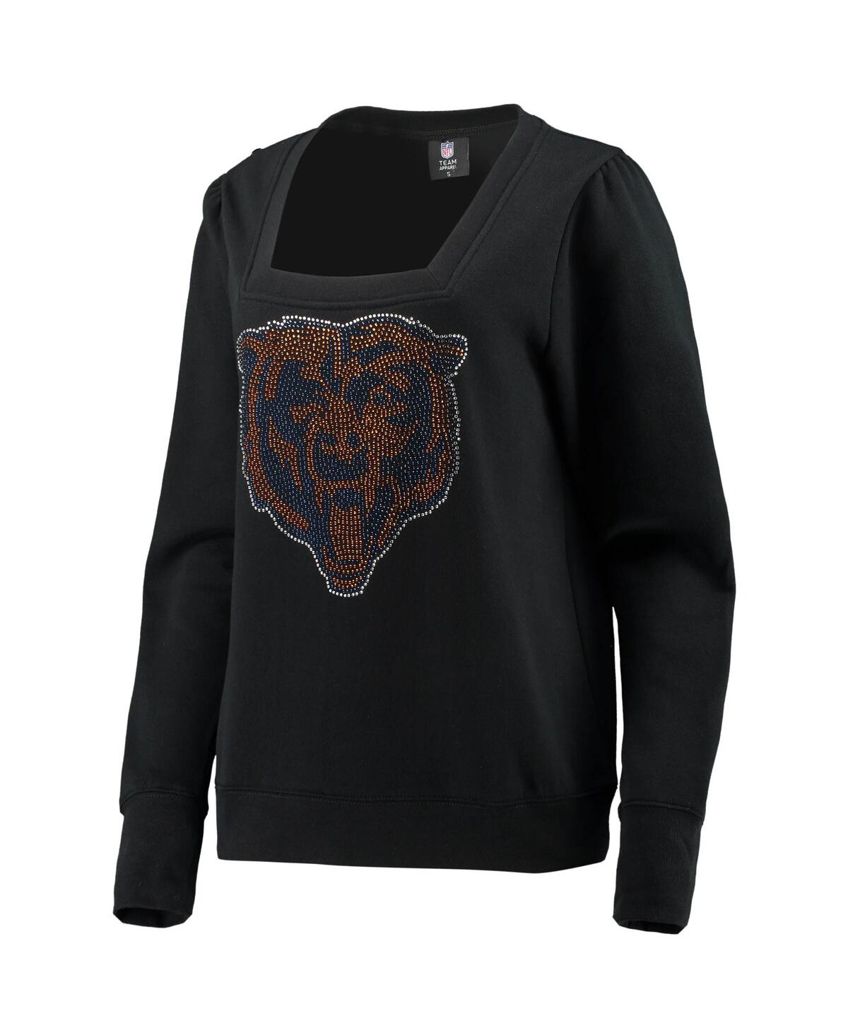 Shop Cuce Women's  Black Chicago Bears Winners Square Neck Pullover Sweatshirt