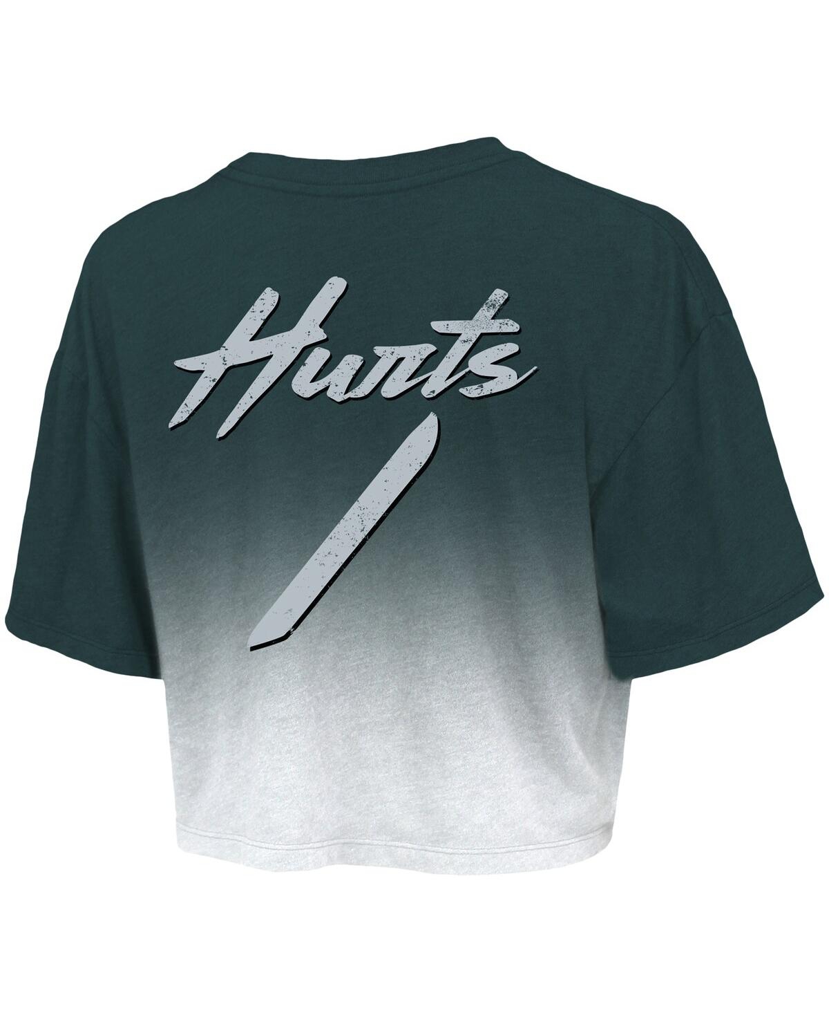 Shop Majestic Women's  Threads Jalen Hurts Green, White Philadelphia Eagles Drip-dye Player Name And Numbe In Green,white