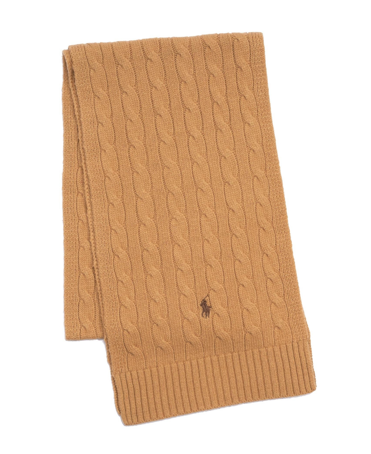 Polo Ralph Lauren Cable Merino Wool Blend Scarf In Classic Camel