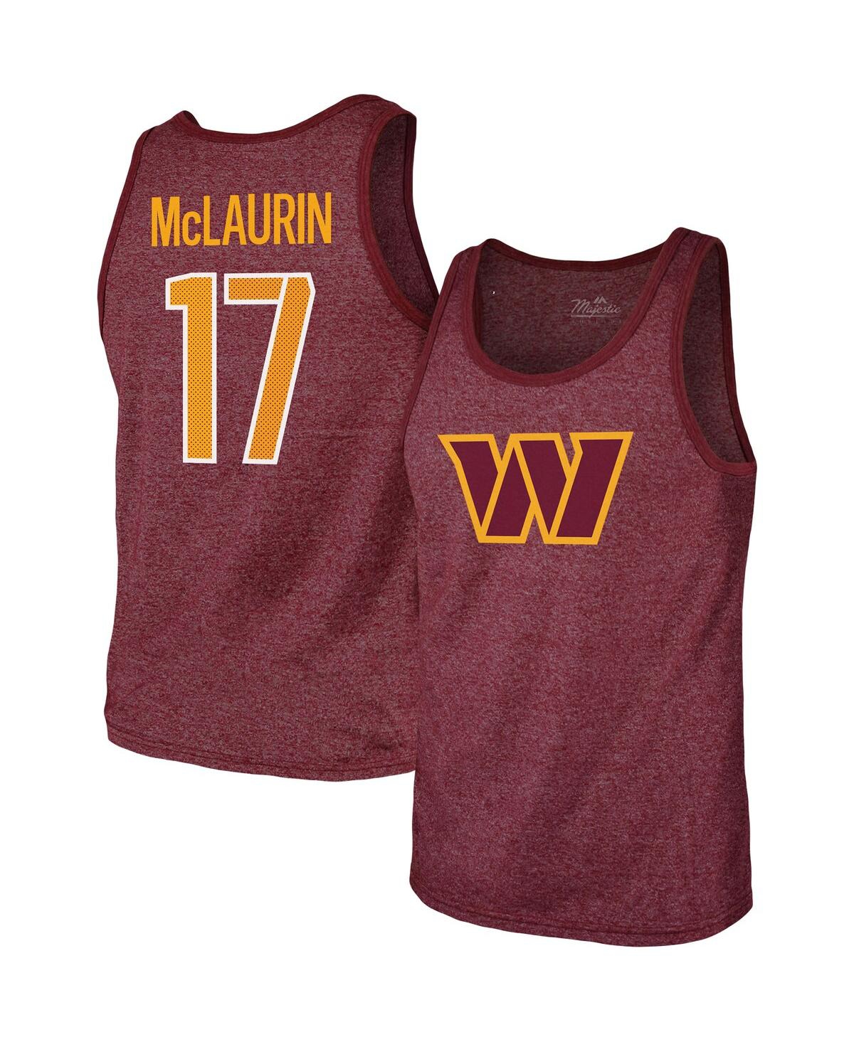 Men's Majestic Threads Terry McLaurin Heathered Burgundy Washington Commanders Player Name & Number Tank Top - Burgundy