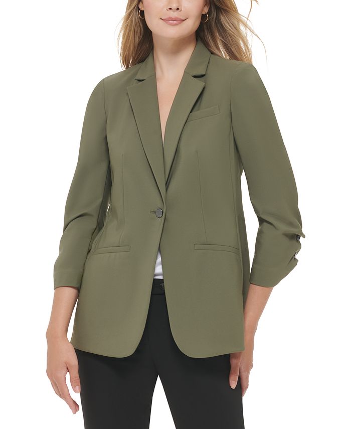 Calvin Klein Petite Single-Button 3/4-Sleeve Blazer & Reviews - Wear to  Work - Petites - Macy's