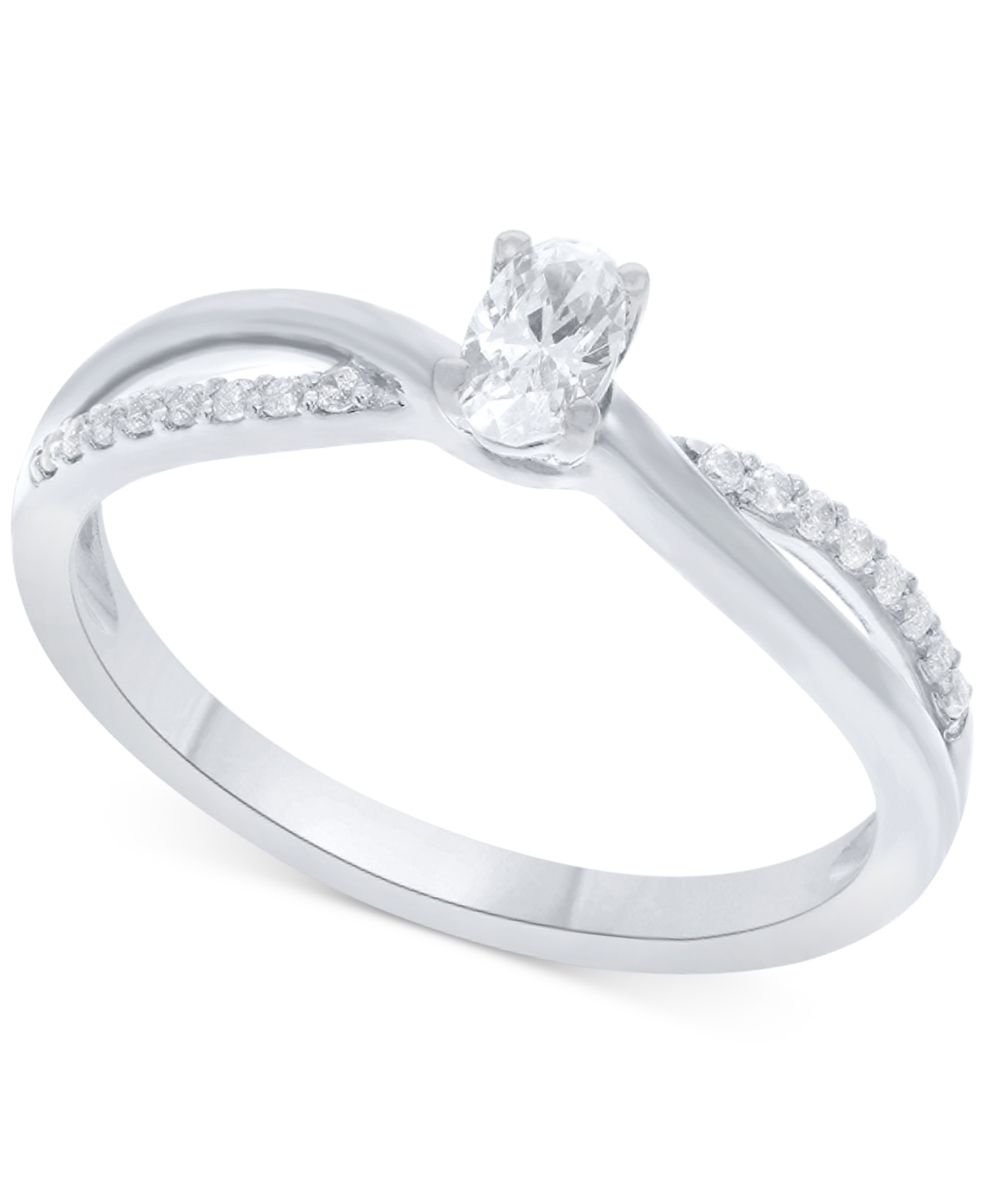 Macy's Diamond Emerald-cut Swirl Solitaire Engagement Ring (1/4 Ct. Tw) In 14k White, Yellow Or Rose Gold In White Gold