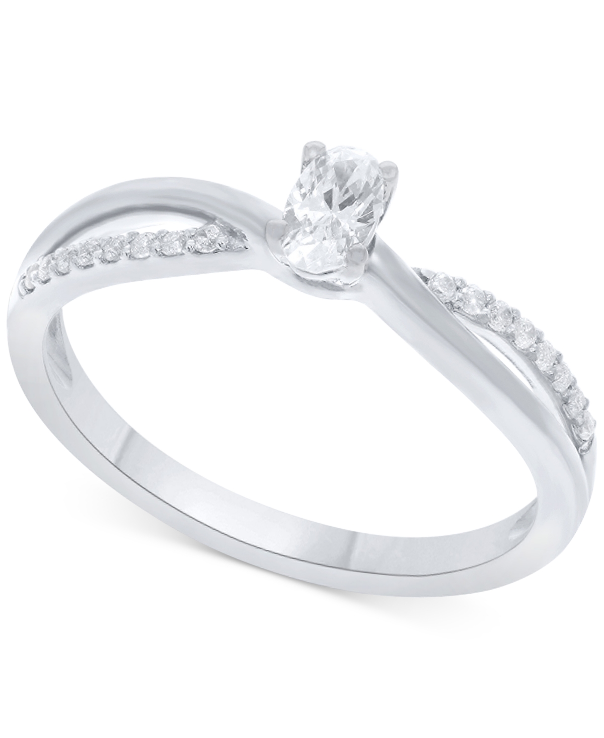 MACY'S DIAMOND OVAL-CUT SWIRL SOLITAIRE ENGAGEMENT RING (1/4 CT. TW) IN 14K WHITE, YELLOW OR ROSE GOLD