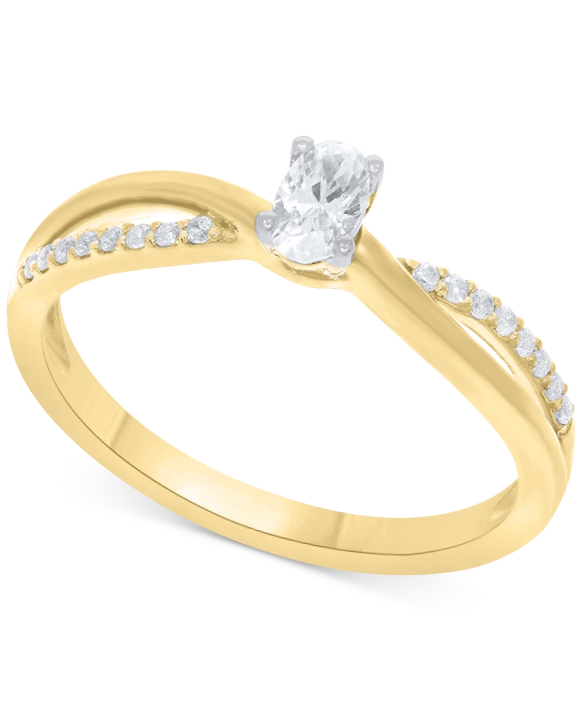 Macy's Diamond Oval-cut Swirl Solitaire Engagement Ring (1/4 Ct. Tw) In 14k White, Yellow Or Rose Gold In Yellow Gold