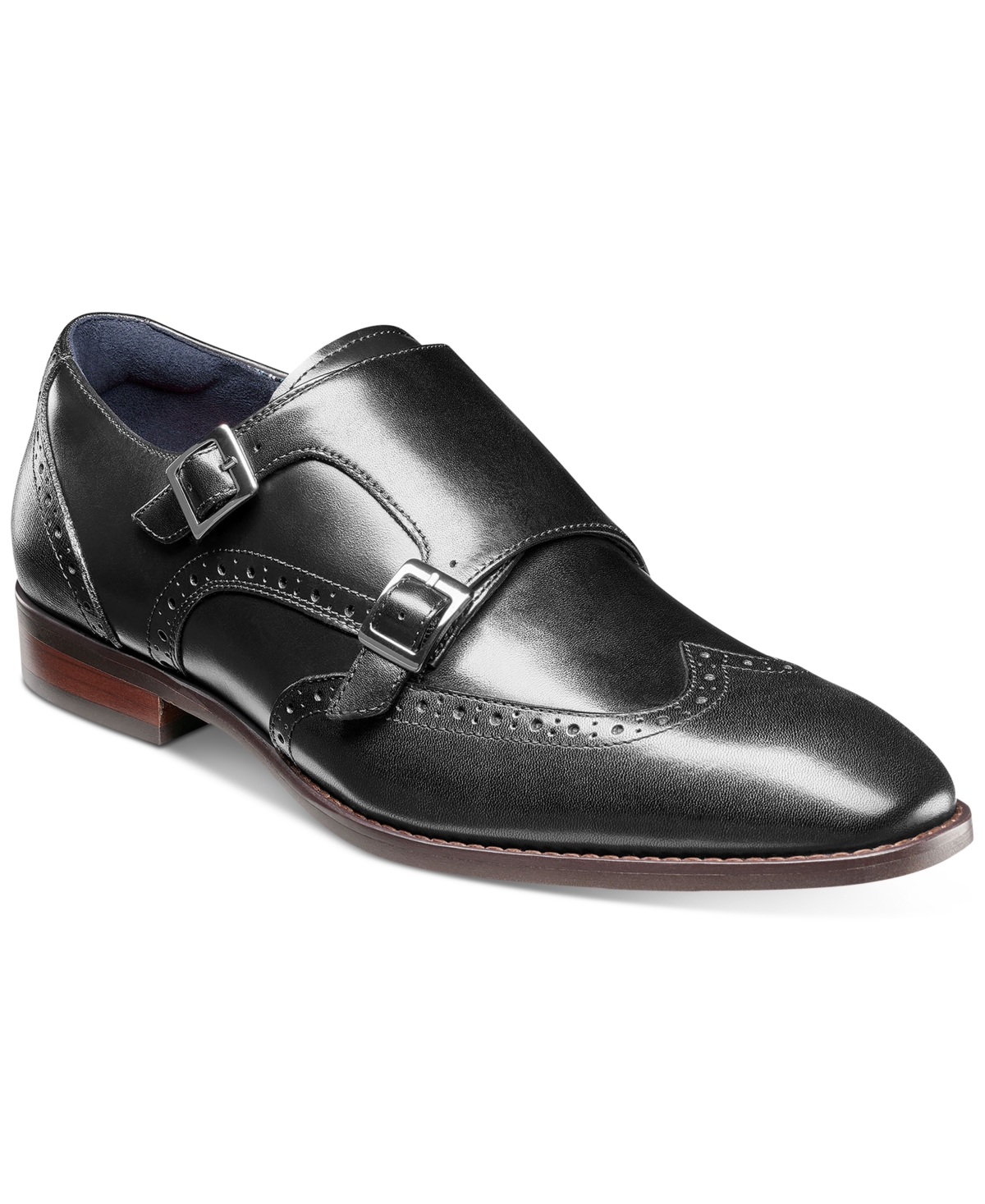 Men's Karson Wingtip Double-Monk Strap Dress Shoe - Black