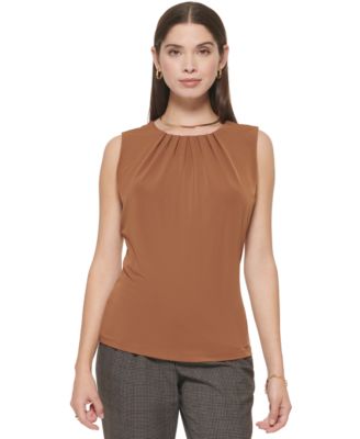 Calvin Klein - Pleat-Neck Sleeveless Top