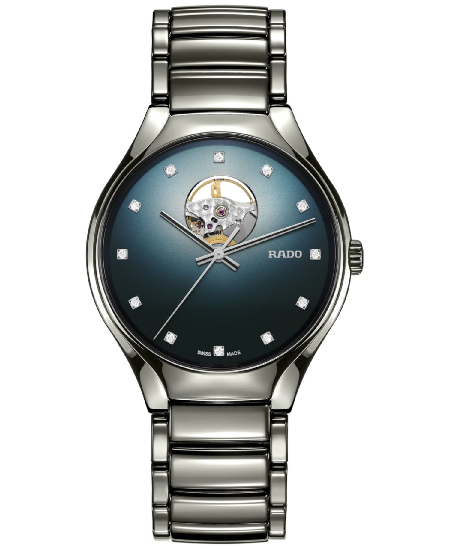 Unisex Swiss Automatic True Secret Diamond (1/8 ct. t.w.) Gray Ceramic Bracelet Watch 40mm