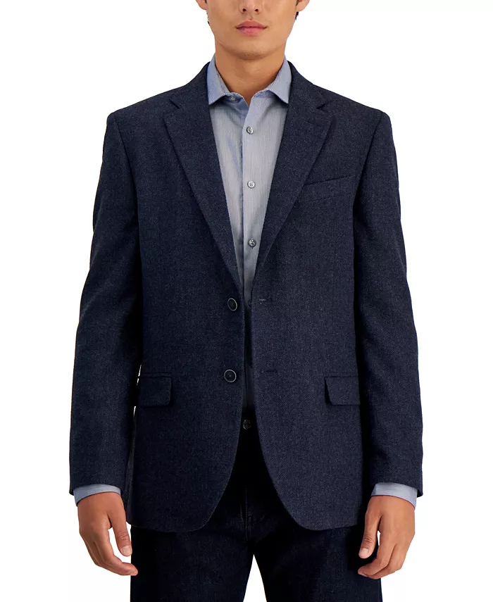 Men's Modern-Fit Solid Herringbone Tweed Sport Coat - thumbnail 7