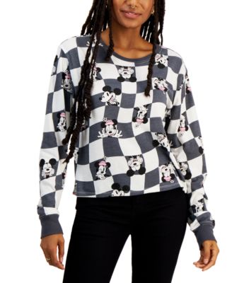 Disney - Juniors' Checkered Mickey Mouse Long Sleeve Top
