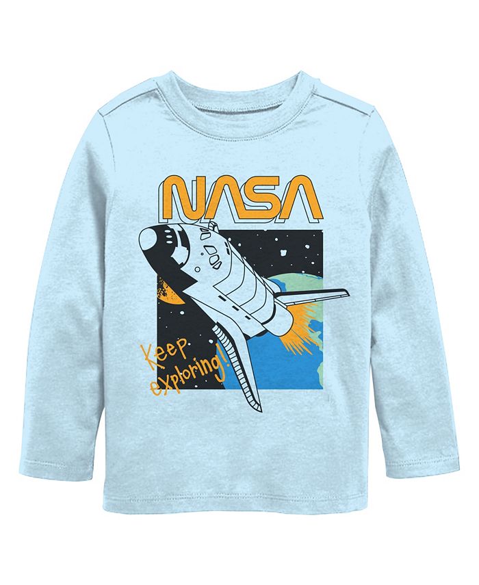 Hybrid Toddler Boys Nasa Keep Exploring Long Sleeve Graphic Tshirt