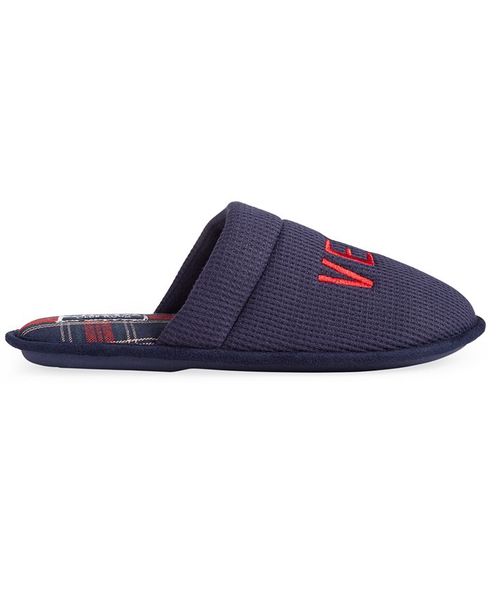 Club Room Men's Very Merry WaffleKnit Embroidered Mule Slippers