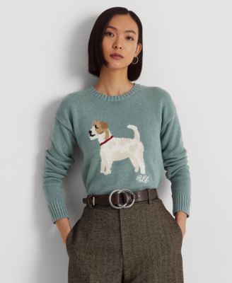 Lauren Ralph Lauren Petite Crewneck Intarsia Knit Terrier Sweater Macy s