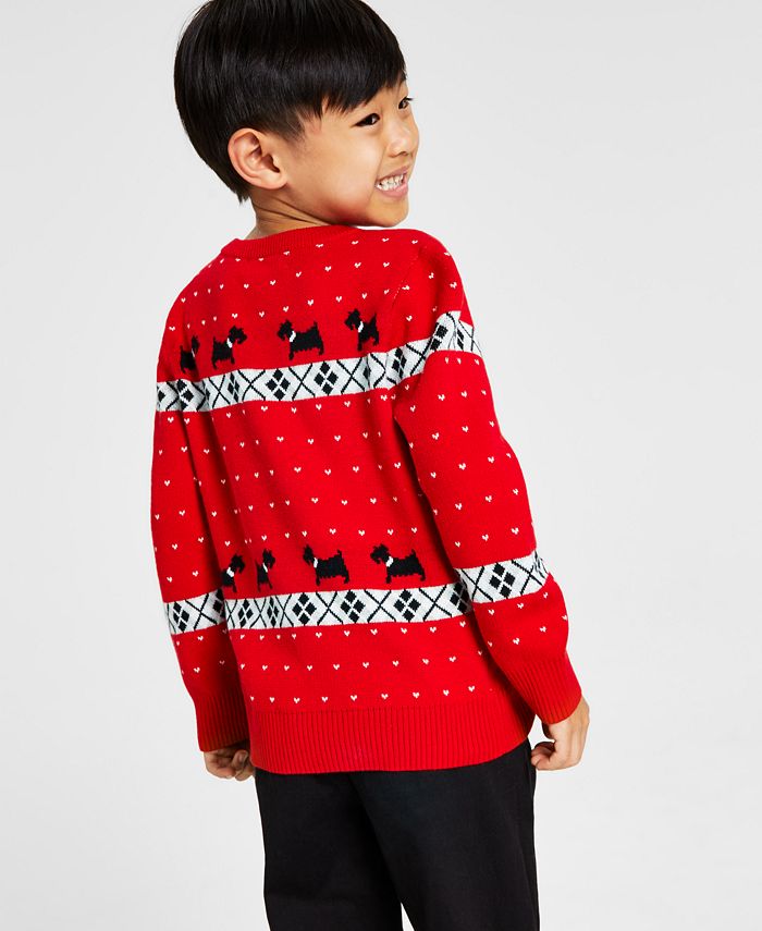Charter Club Little Boys Walking Scottie Holiday Sweater, Created for