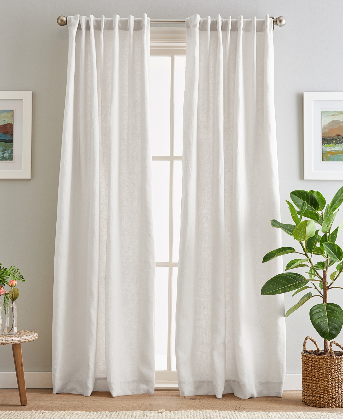 Peri Home 100% Back Tab Lined 2-piece Curtain Panel Set, 50" X 84" In White