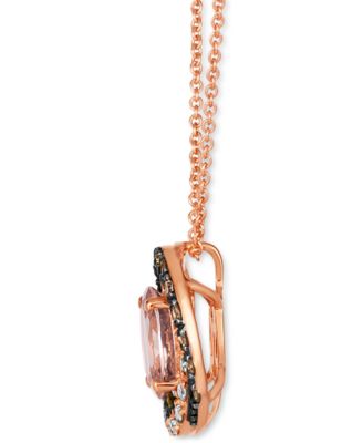 Peach Morganite (7/8 ct. t.w.) & Diamond (1/3 ct. t.w.) Adjustable 20" Pendant Necklace in 14k Rose Gold