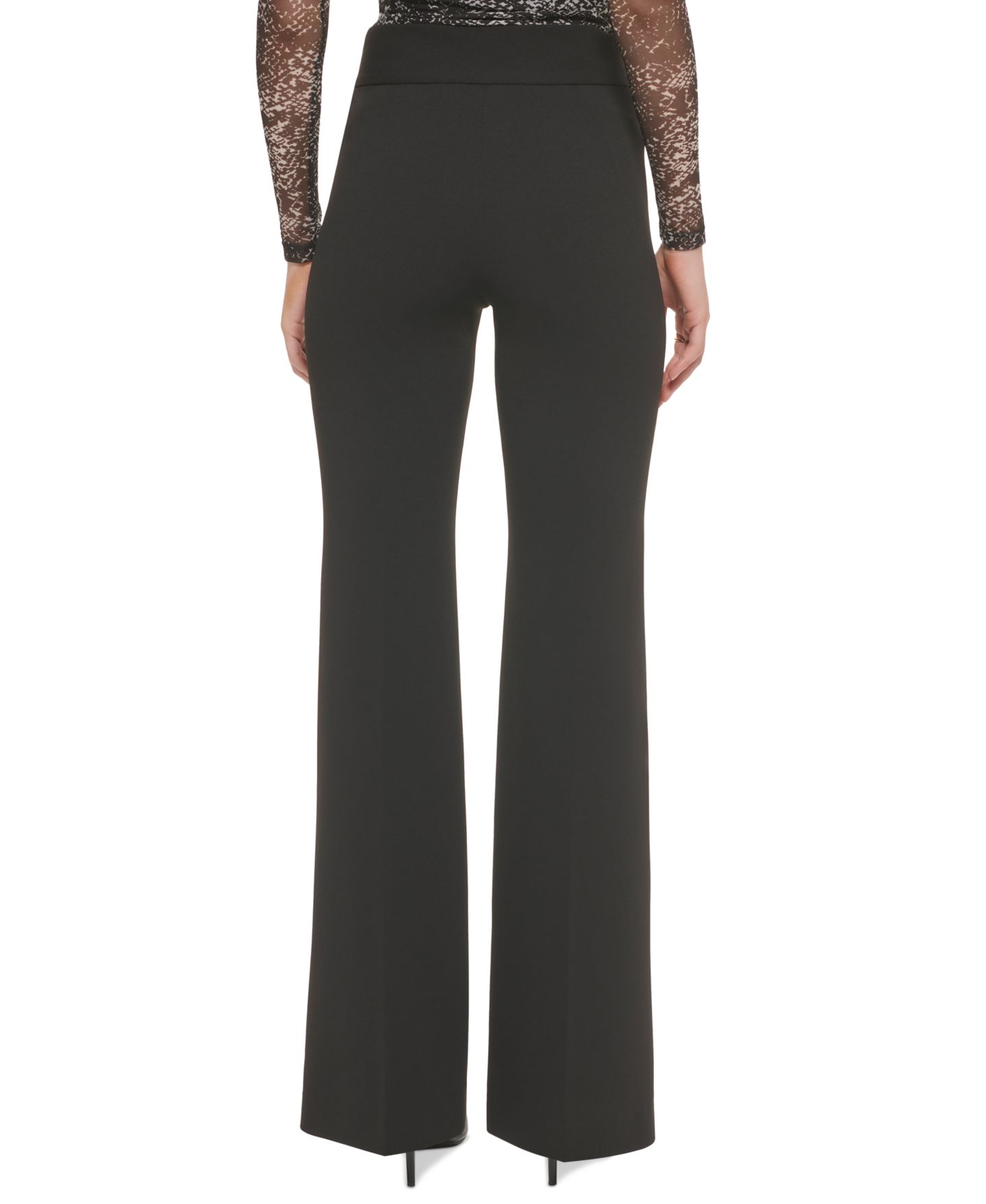 Женские брюки DKNY Polished High-Waist Wide-Leg Trousers, цвет: Чёрный — фото 4