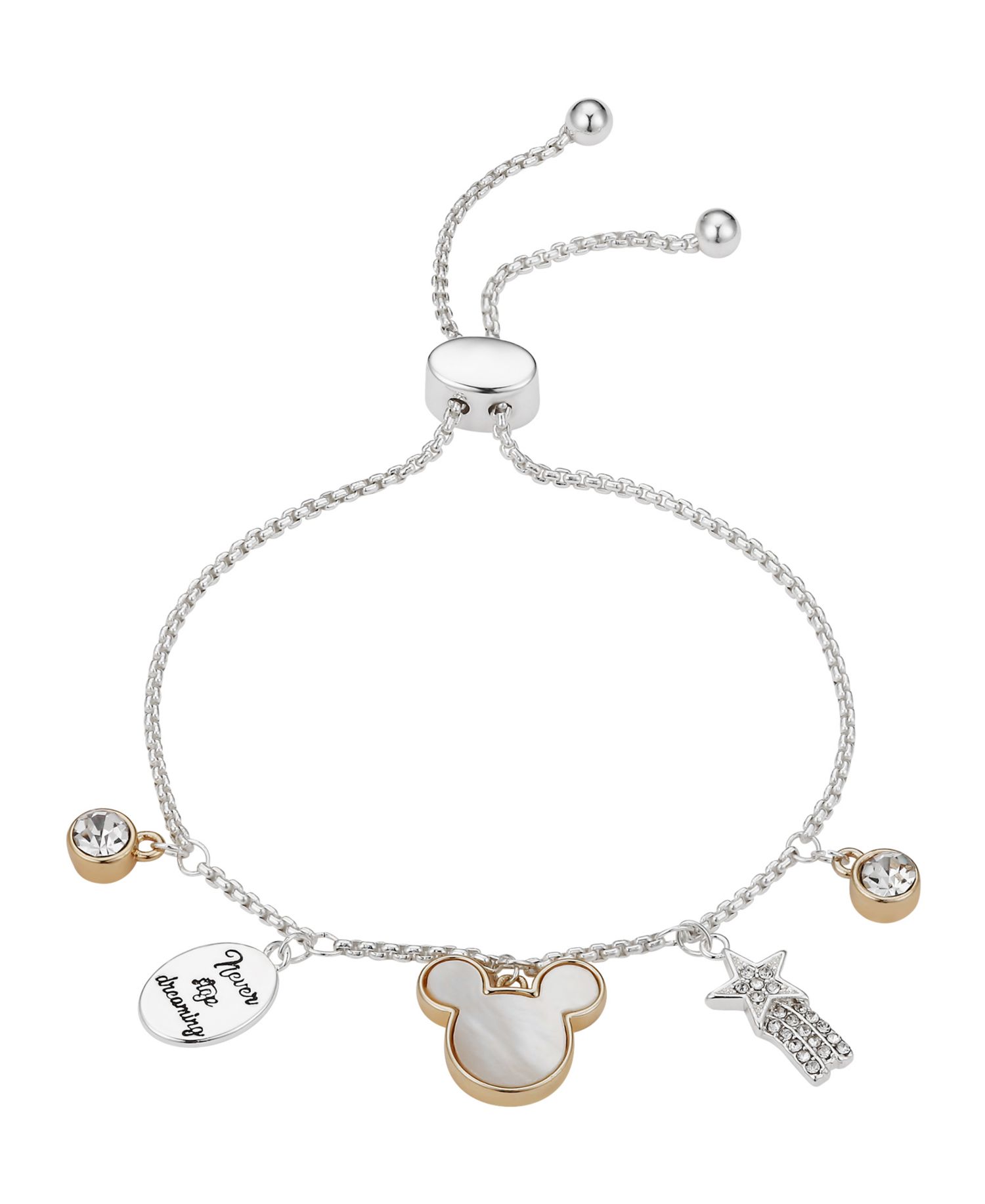 Crystal Mickey Mouse Charm Bolo Bracelet (0.43 ct. t.w. / 0.01 ct. t.w.) in 14K Gold Flash Plated
