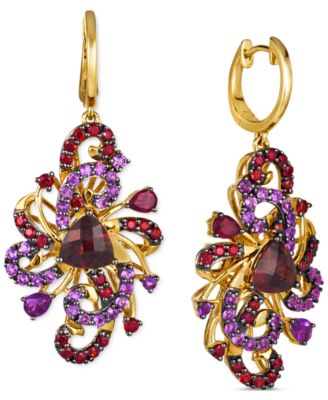 Le Vian - Pomegranate Garnet (4-1/2 ct. t.w.) & Grape Amethyst (1-1/4 ct. t.w.) Swirling Drop Earrings in 14k Gold