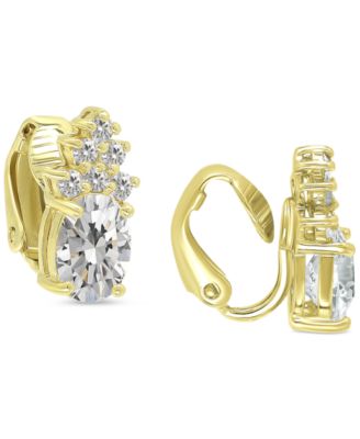 Cubic Zirconia Clip-On Stud Earrings in 18k Gold-Plated Sterling Silver, Created for Macy's
