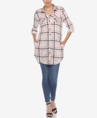 Women's Plaid Tunic Top Shirt