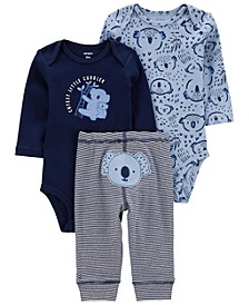 Baby Boys Koala Bodysuits and Pants, 3 Piece Set