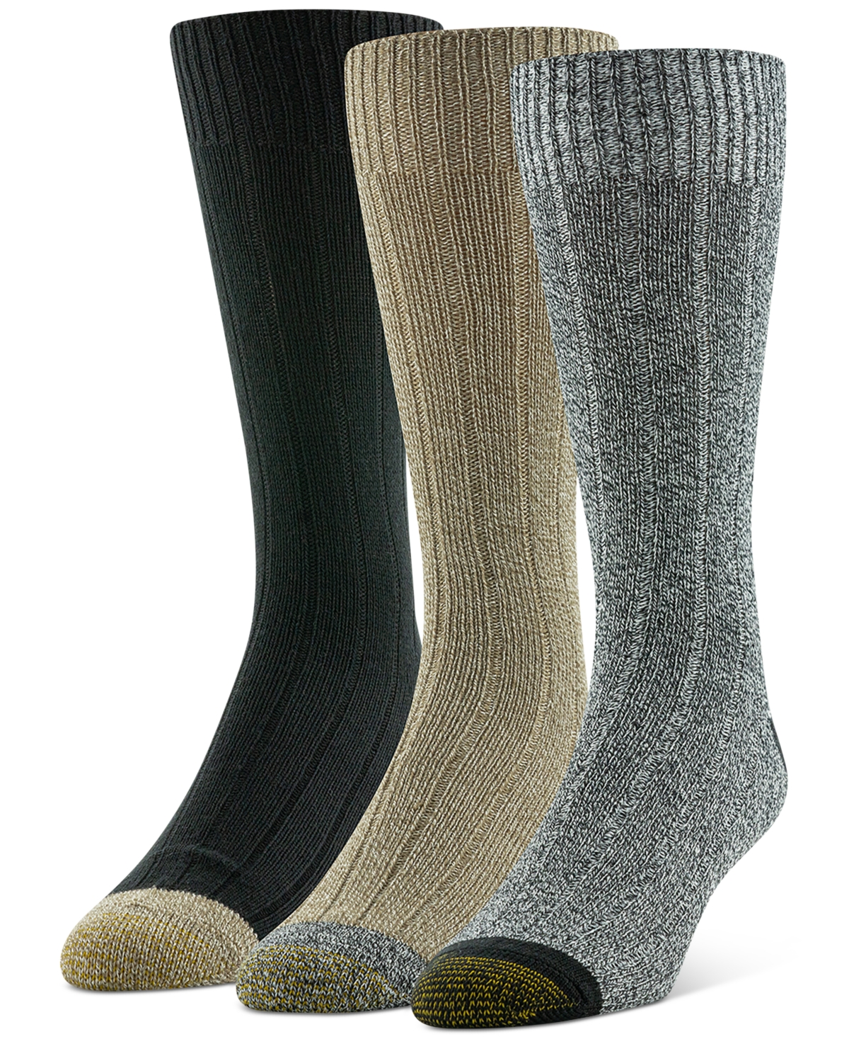 Gold Toe Men's Premium Ribbed Crew-Length Socks, 3-Pack
