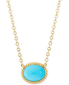 Genuine Sleeping Beauty Turquoise Pendant Necklace in 14k Yellow Gold, 18" + 1" extender