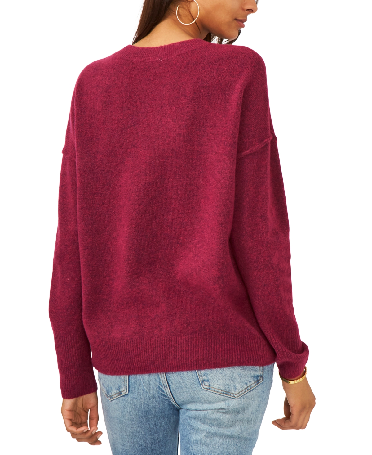 Vince Camuto Cozy Long Sleeve Extend Shoulder Sweater In Burgundy