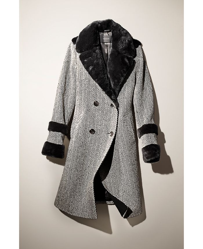 Coat Faux Fur & Sherpa By T Tahari In Grey, Size: S