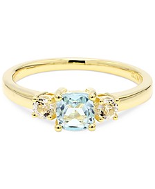 Sky Blue Topaz (1/2 ct. t.w.) & White Topaz (1/10 ct. t.w.) Ring in Gold-Plated Sterling Silver (Also in Garnet, Amethyst, & Truffle Sapphire)