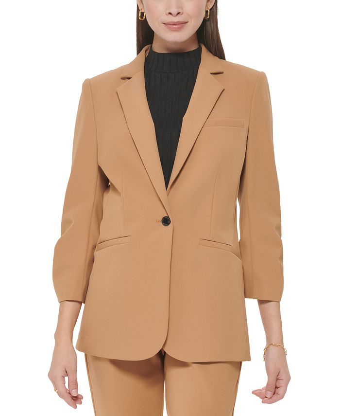 Calvin Klein Petite One-Button 3/4-Sleeve Blazer & Reviews - Wear to Work -  Petites - Macy's