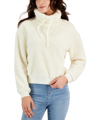 Cowl neck sherpa pullover fashion