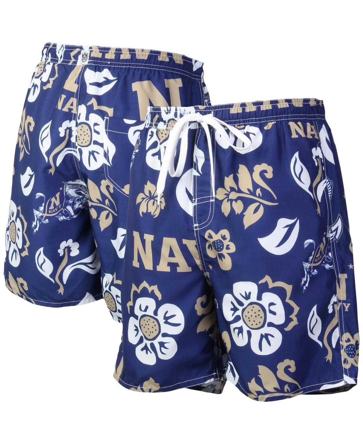 Shop Wes & Willy Men's  Navy Navy Midshipmen Floral Volley Logo Swim Trunks