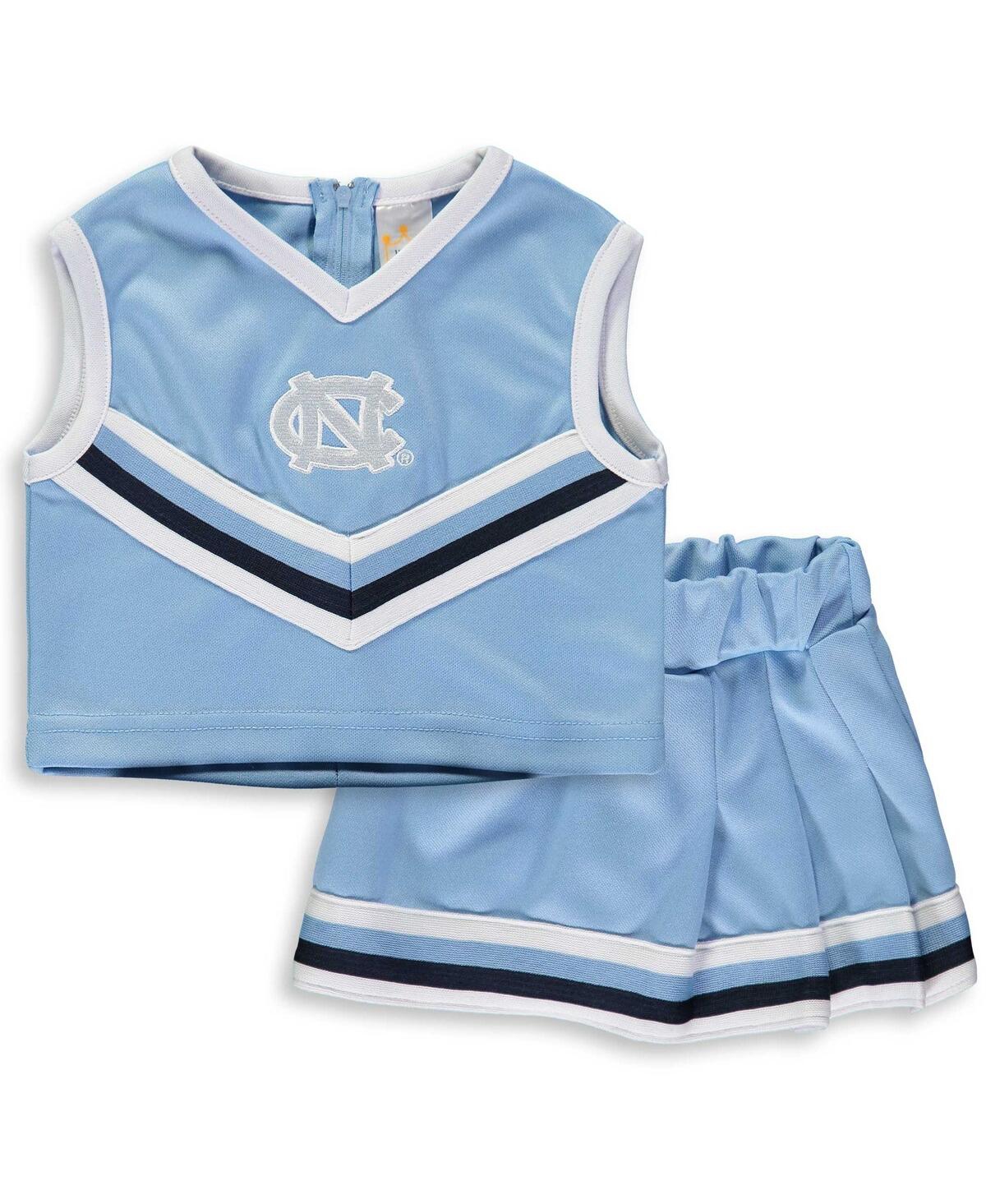 Little King Apparel Babies' Toddler Girls Carolina Blue North Carolina Tar Heels Two-piece Cheer Set