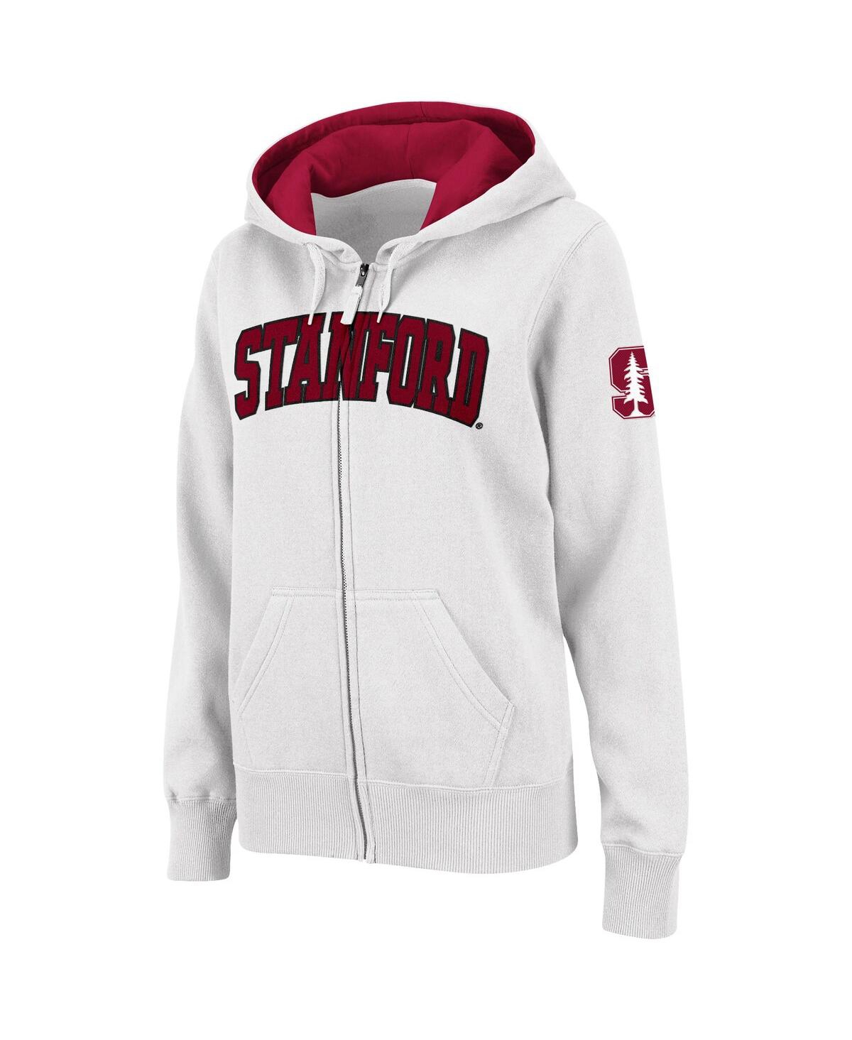 Colosseum Women's  White Stanford Cardinal Arched Name Full-zip Hoodie In White