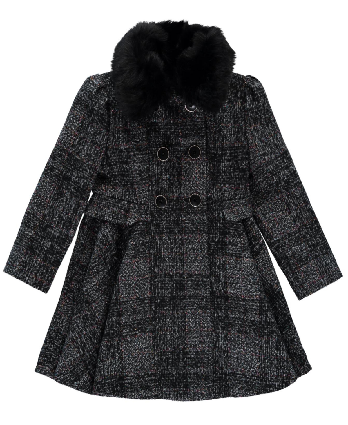 S Rothschild & Co Kids' Little Girls Princess Coat In Black Plaid ModeSens